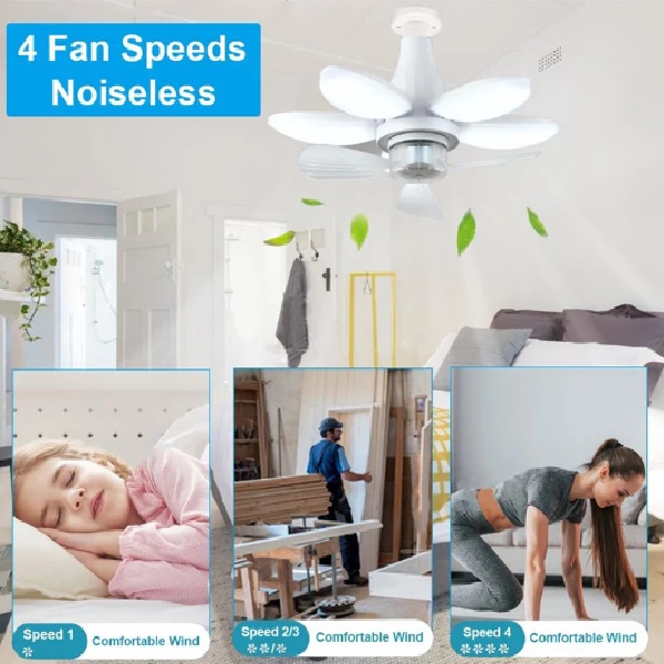 لامپ LED پنکه دار تاشو FOLDING FAN LIGHT با 1000 RPM