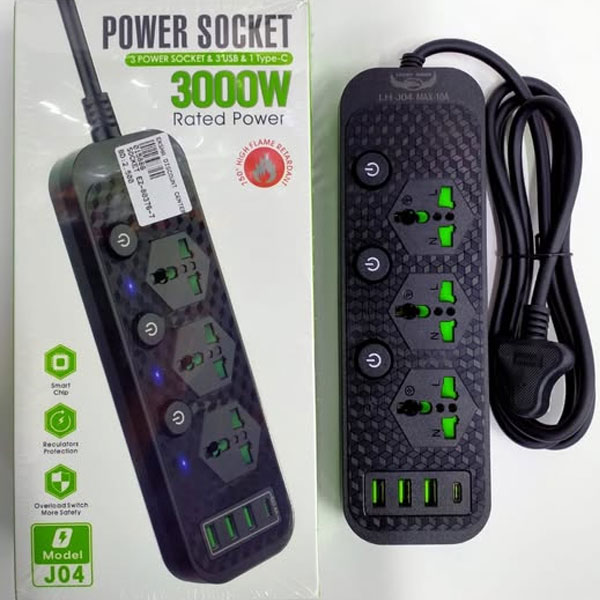 چند راهی برق پاور سوکت power socket مدل J04