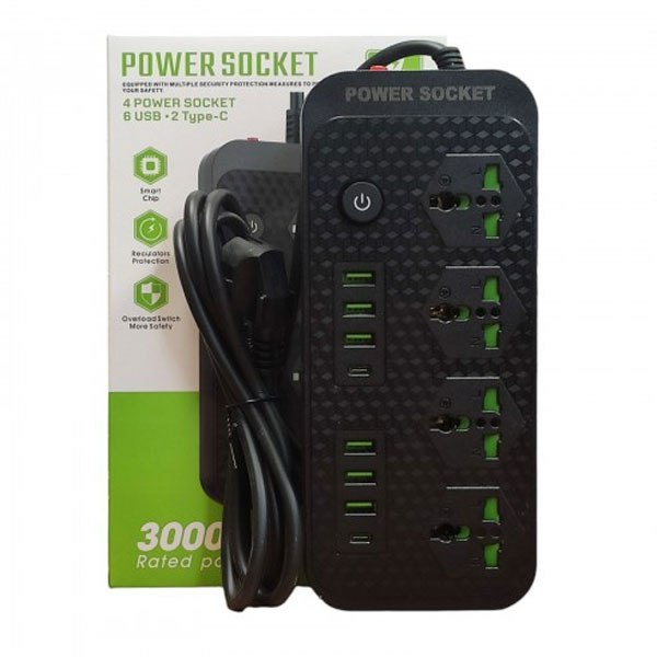 چند راهی برق 3000 وات برند power socket مدل J08