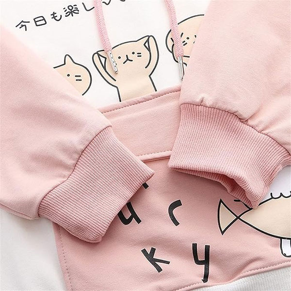 لباس دخترانه ژاپنی انیمه با طرح گربه برند Kawaii Hoodie