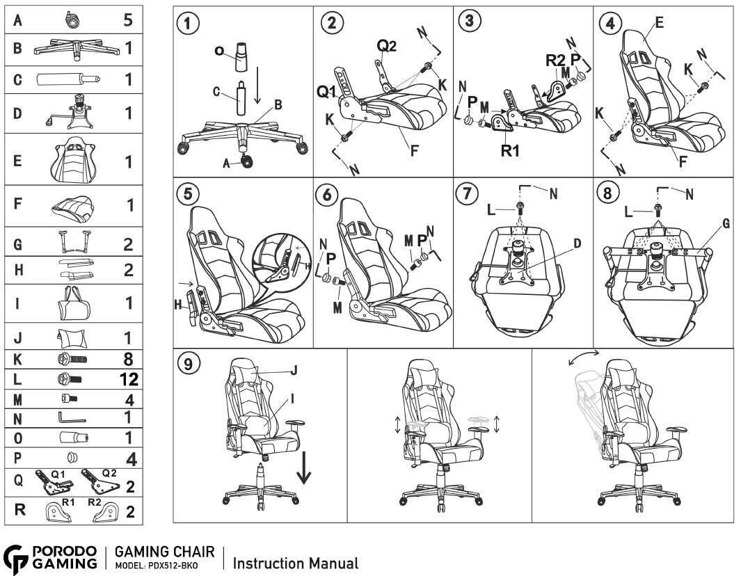 راهنمای استفاده از صندلی گیمینگ Porodo