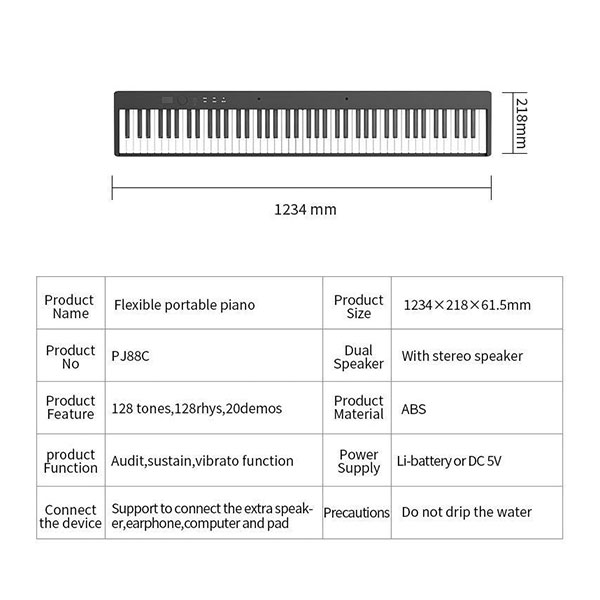 خرید پیانو تاشو Konix مدل Pj88c 5154